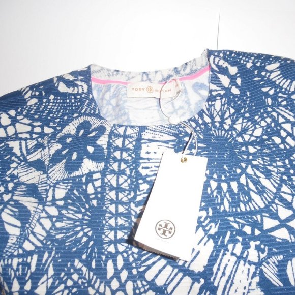 Tory Burch Women's Blue 'ariel' Baltic Sea Dream Catcher T-shirt Sweater Top - Picture 6 of 7